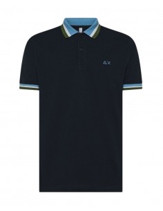 SUN 68 - POLO RIGA C.LARGA BLU