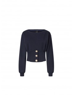 PINKO - FELPA BLU SCOLLO A...