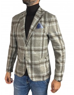 BOB - GIACCA LANA CHECK BEIGE