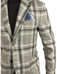 BOB - GIACCA LANA CHECK BEIGE 2