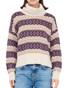 LIU JO - MAGLIA BEIGE/VIOLA...