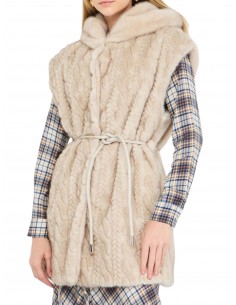 LIU JO - GILET BEIGE PELLICCIA