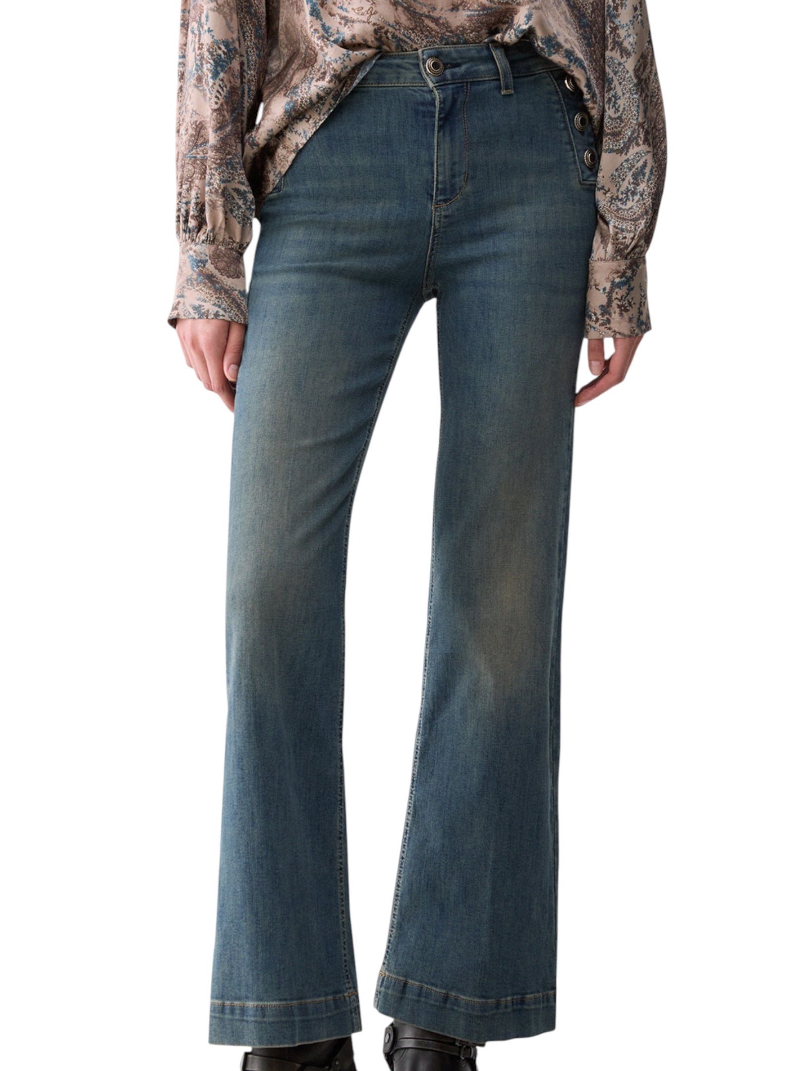 LIU JO - JEANS BLU BOTTONI FLARE