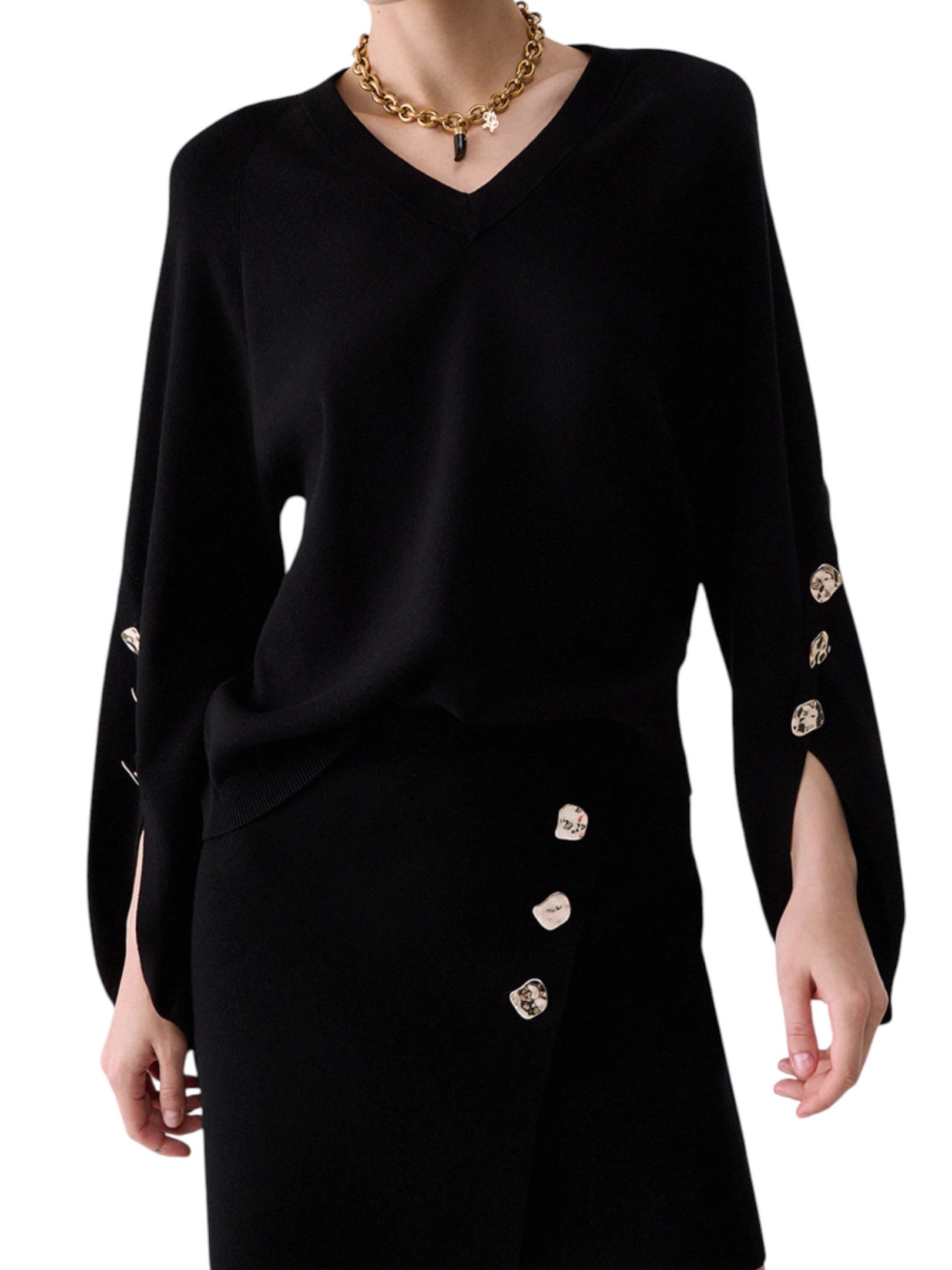 LIU JO - MAGLIA NERA SCOLLO V