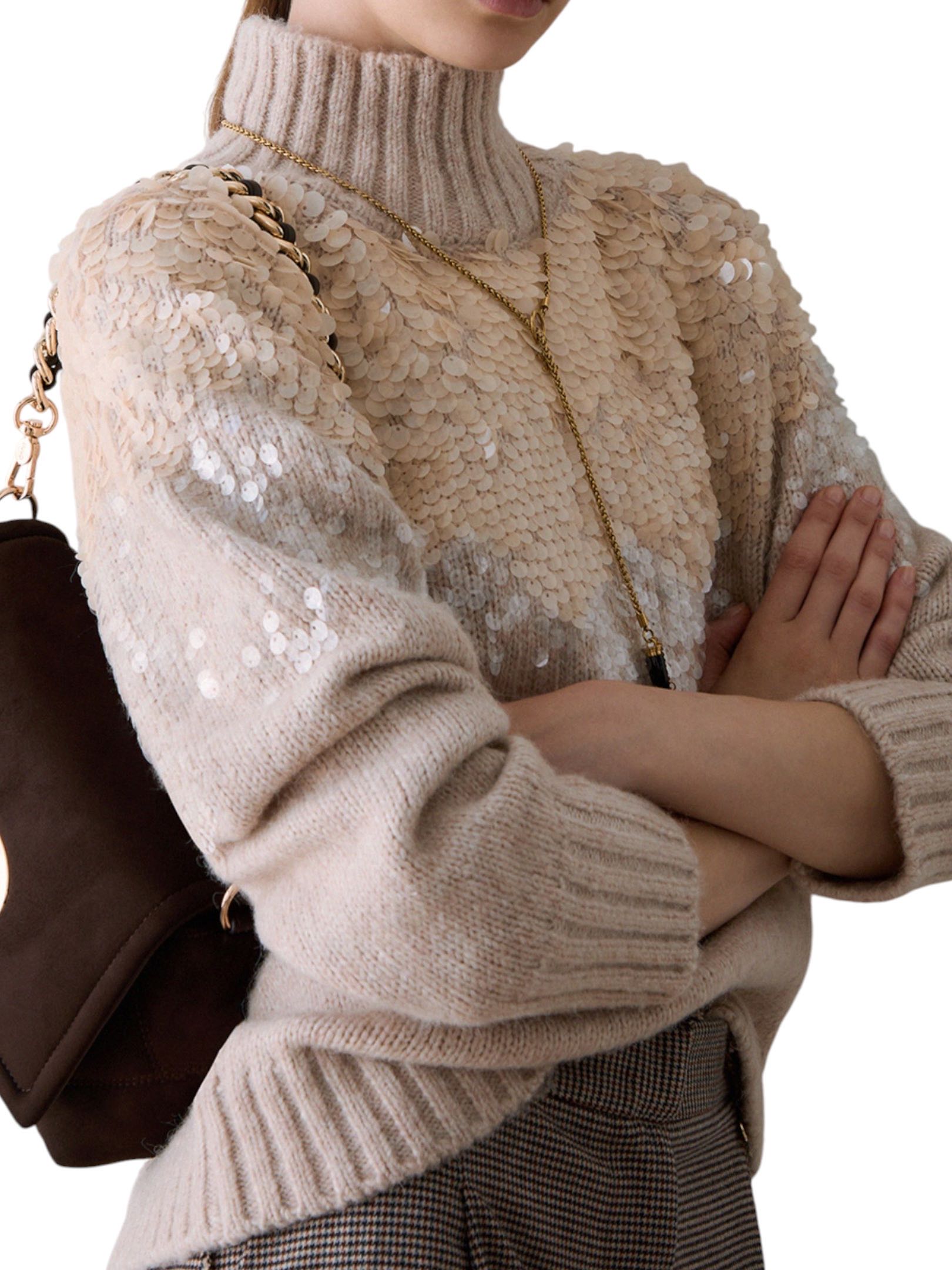 LIU JO - MAGLIONE BEIGE PAILLETTES - immagine 3