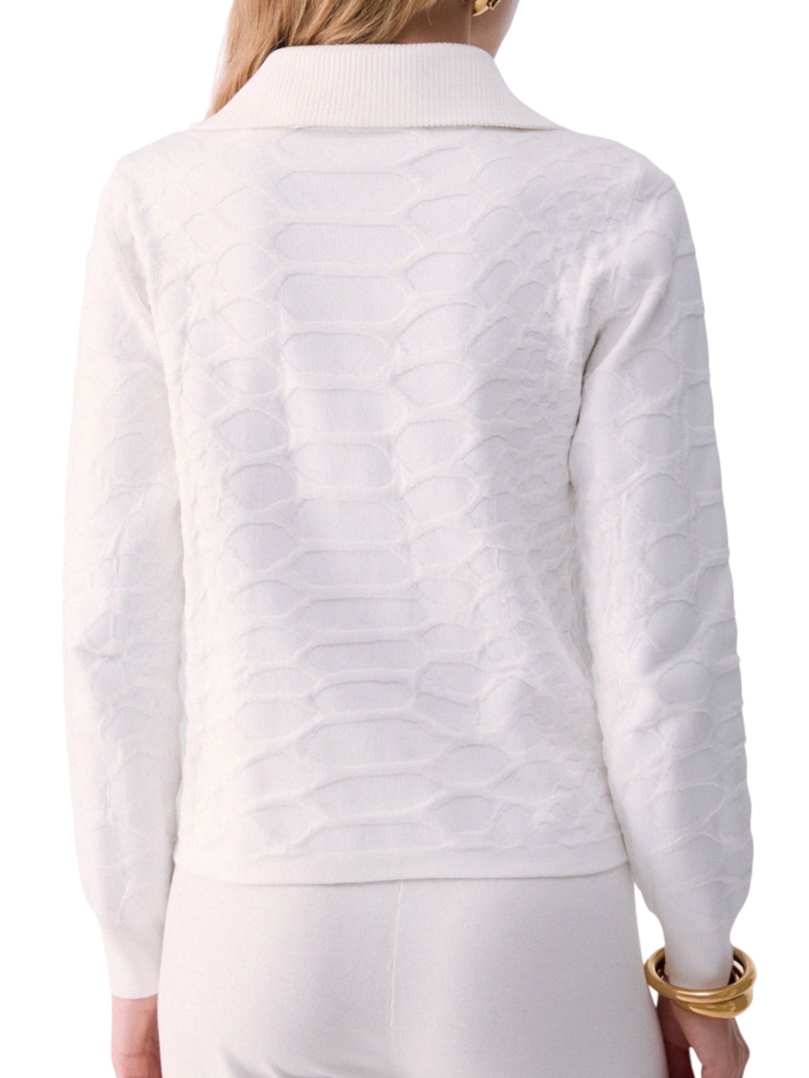 LIU JO - MAGLIONE BIANCO COLLO ALTO BOTTONI - immagine 2