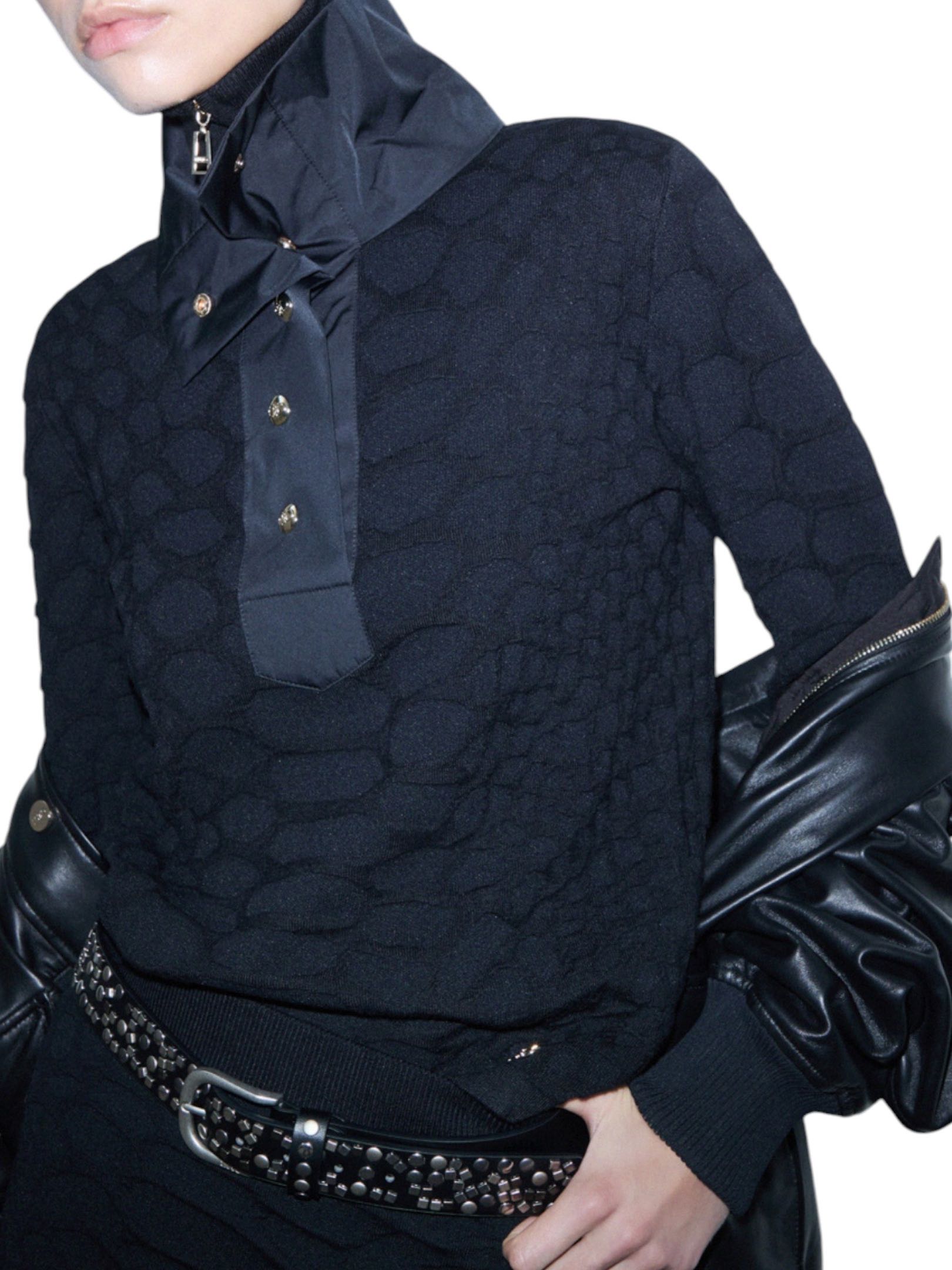 LIU JO - MAGLIONE NERO COLLO ALTO BOTTONI - immagine 3