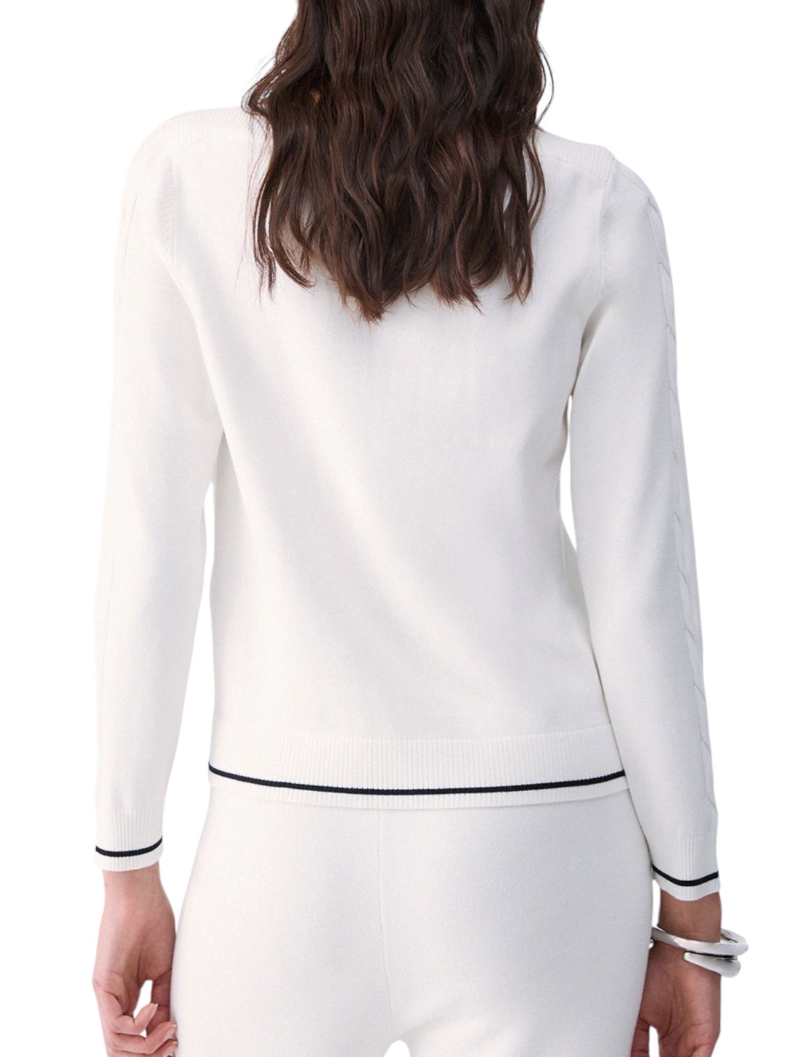 LIU JO - MAGLIONE BIANCO STRASS VERTICALI - immagine 2
