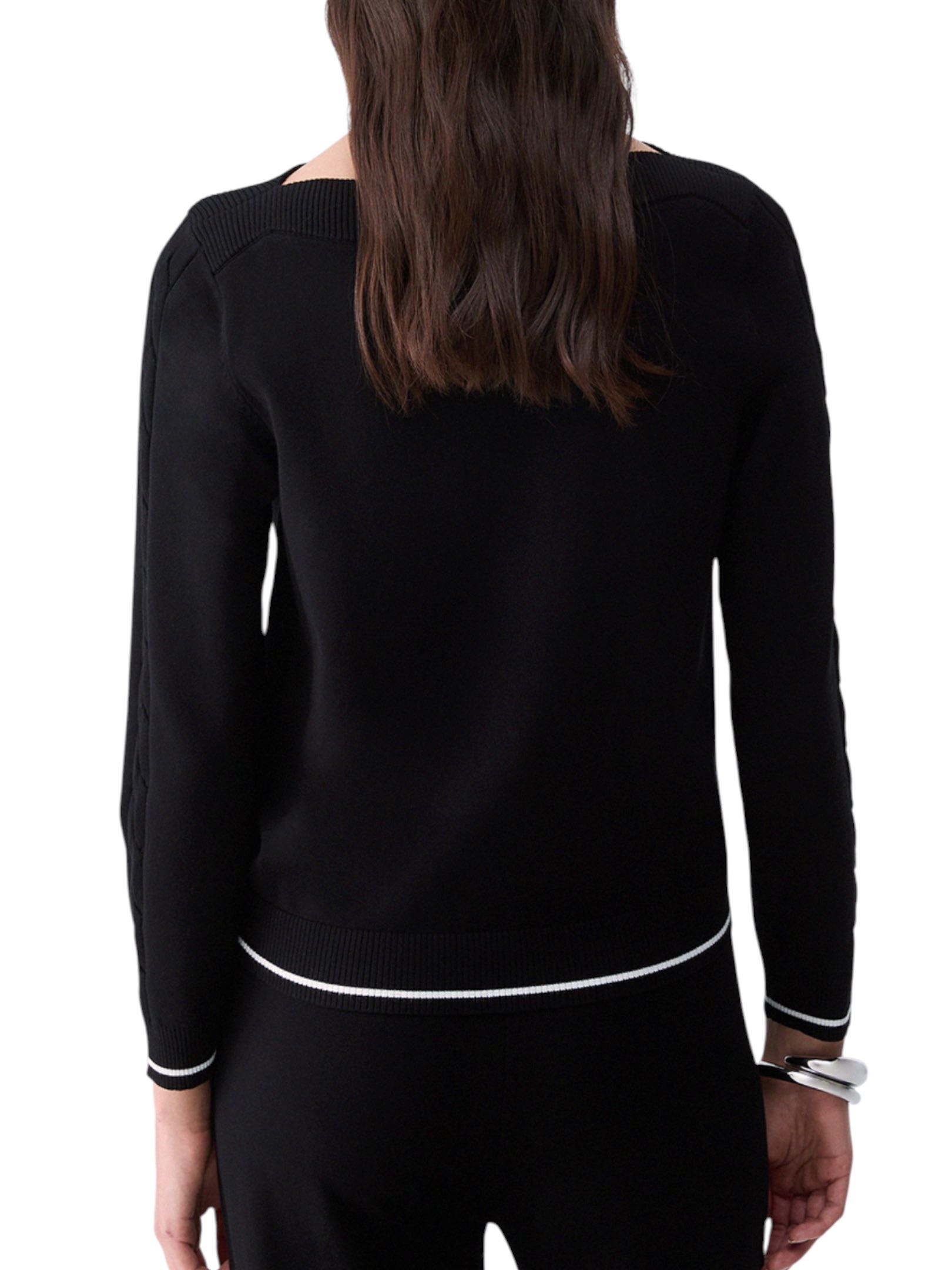 LIU JO - MAGLIONE NERO STRASS VERTICALI - immagine 2