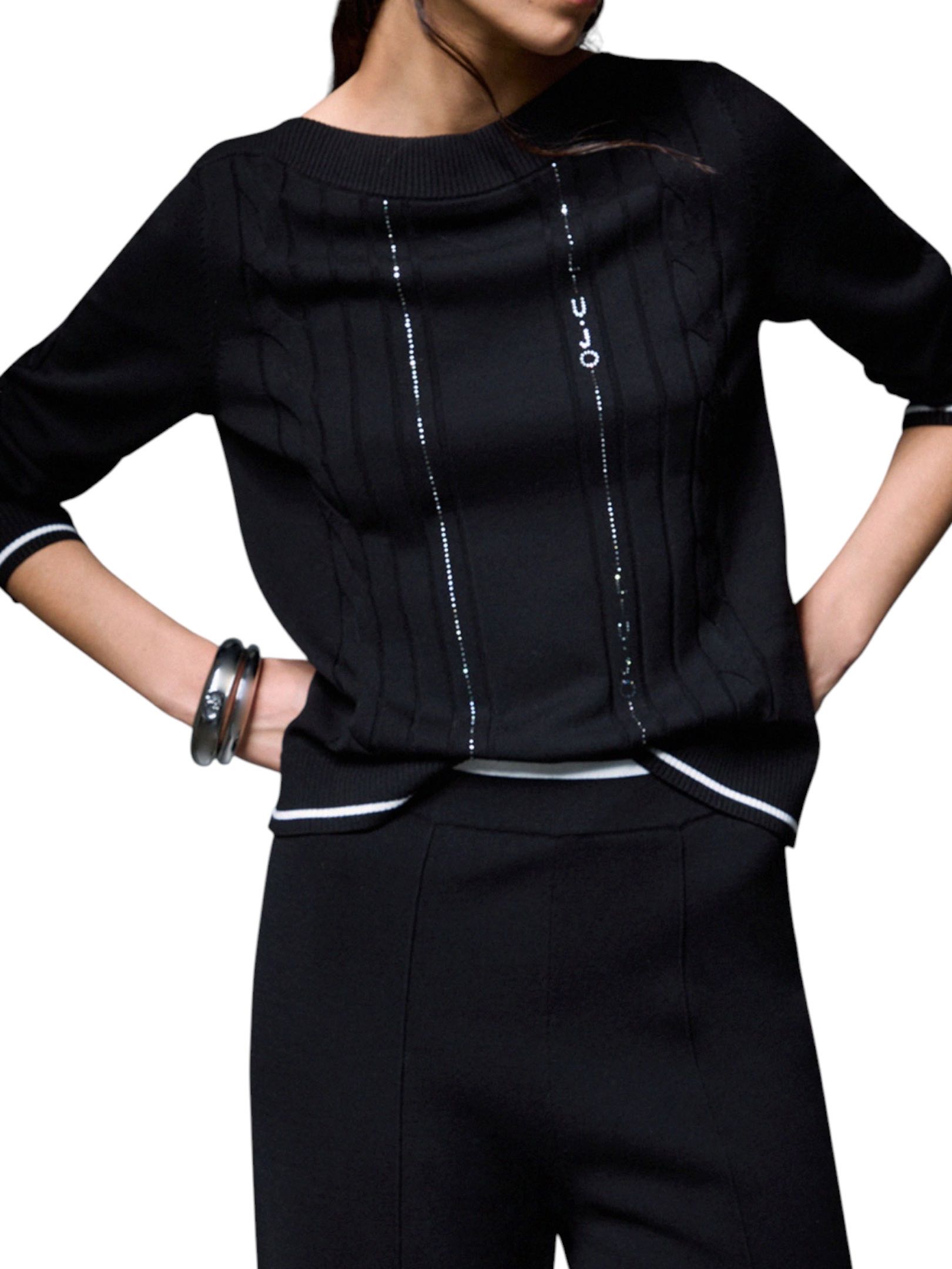 LIU JO - MAGLIONE NERO STRASS VERTICALI - immagine 3