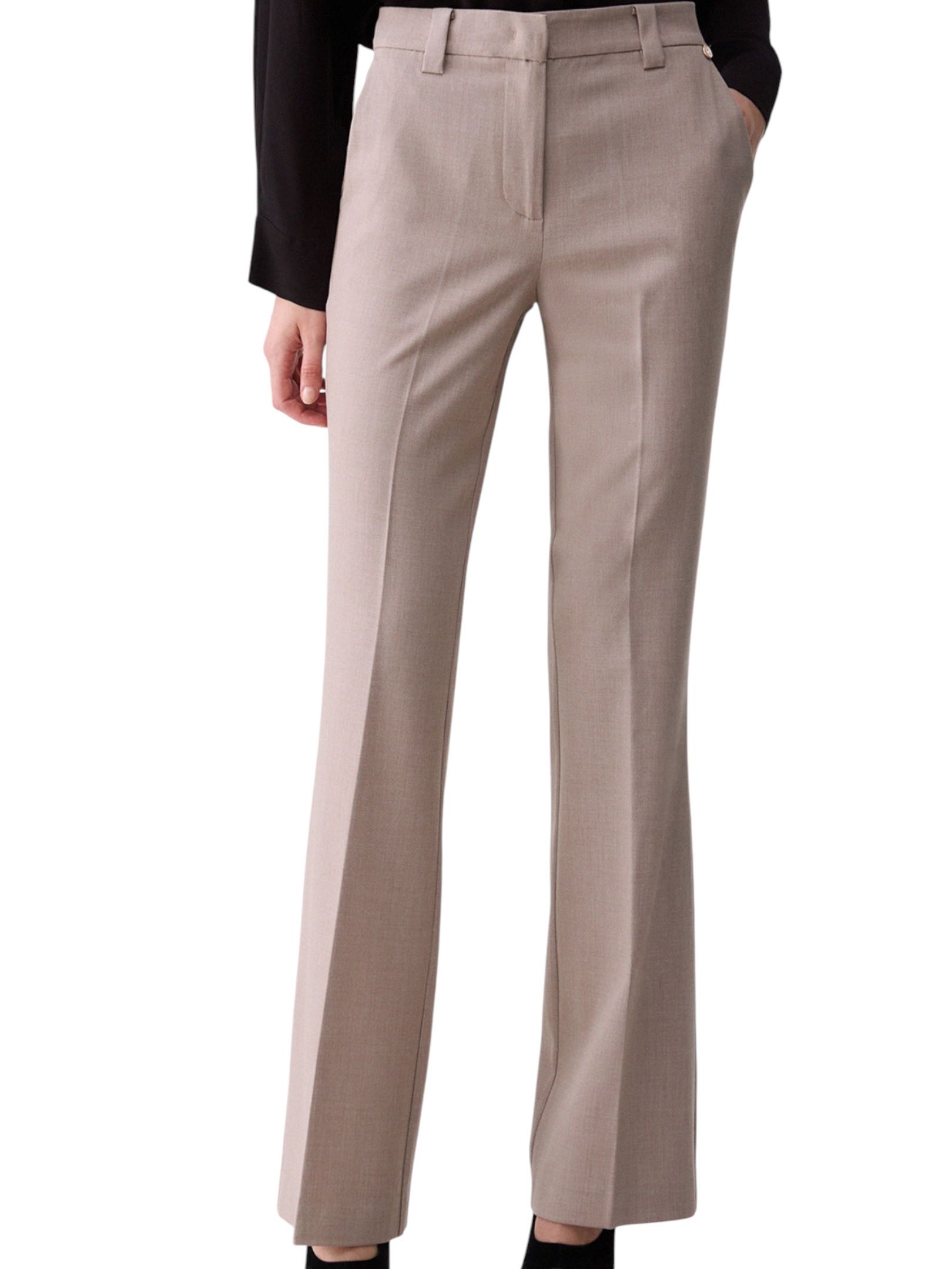 LIU JO - PANTALONE IN LANA FLAIRE AZZURRO