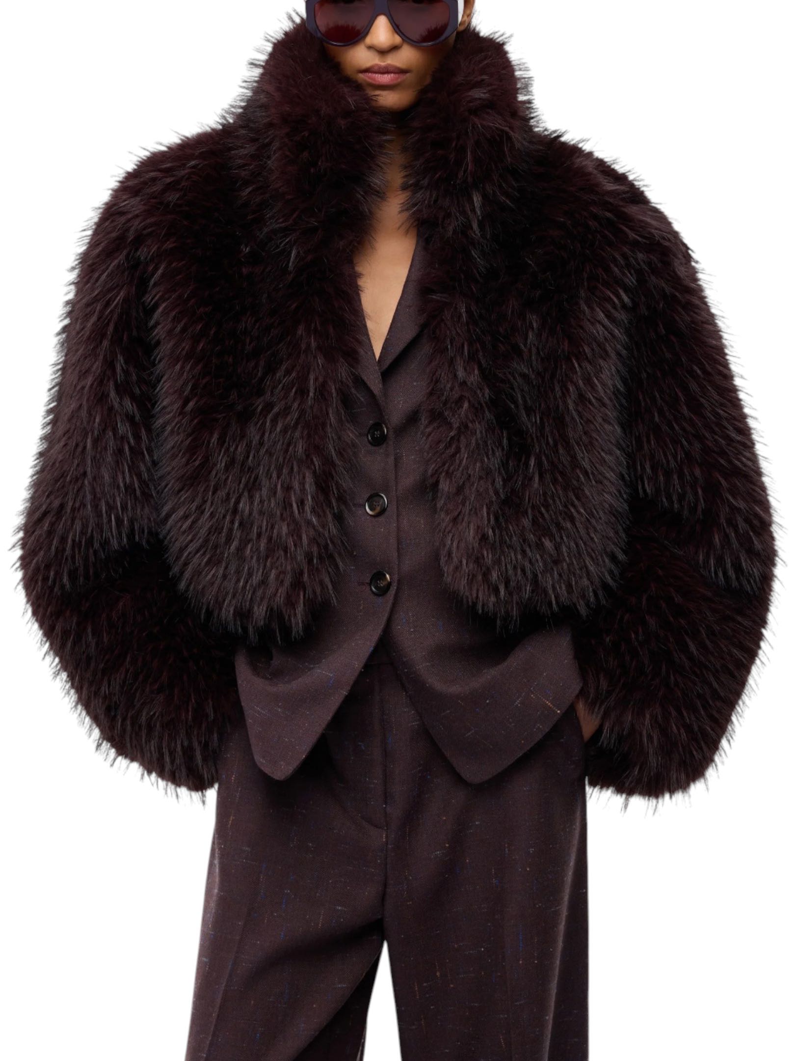 PINKO - PELLICCIA MARRONE EFFETTO VOLPE