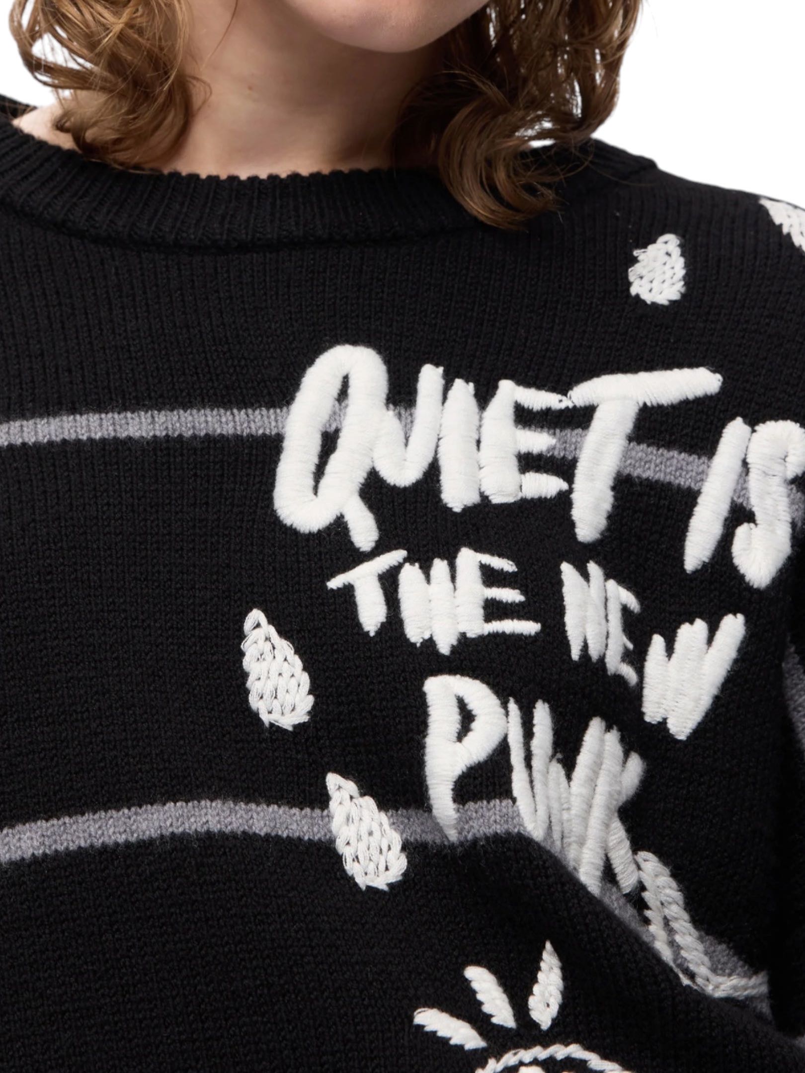 PINKO - MAGLIONE NERO/BIANCO CORDONETTO - immagine 3