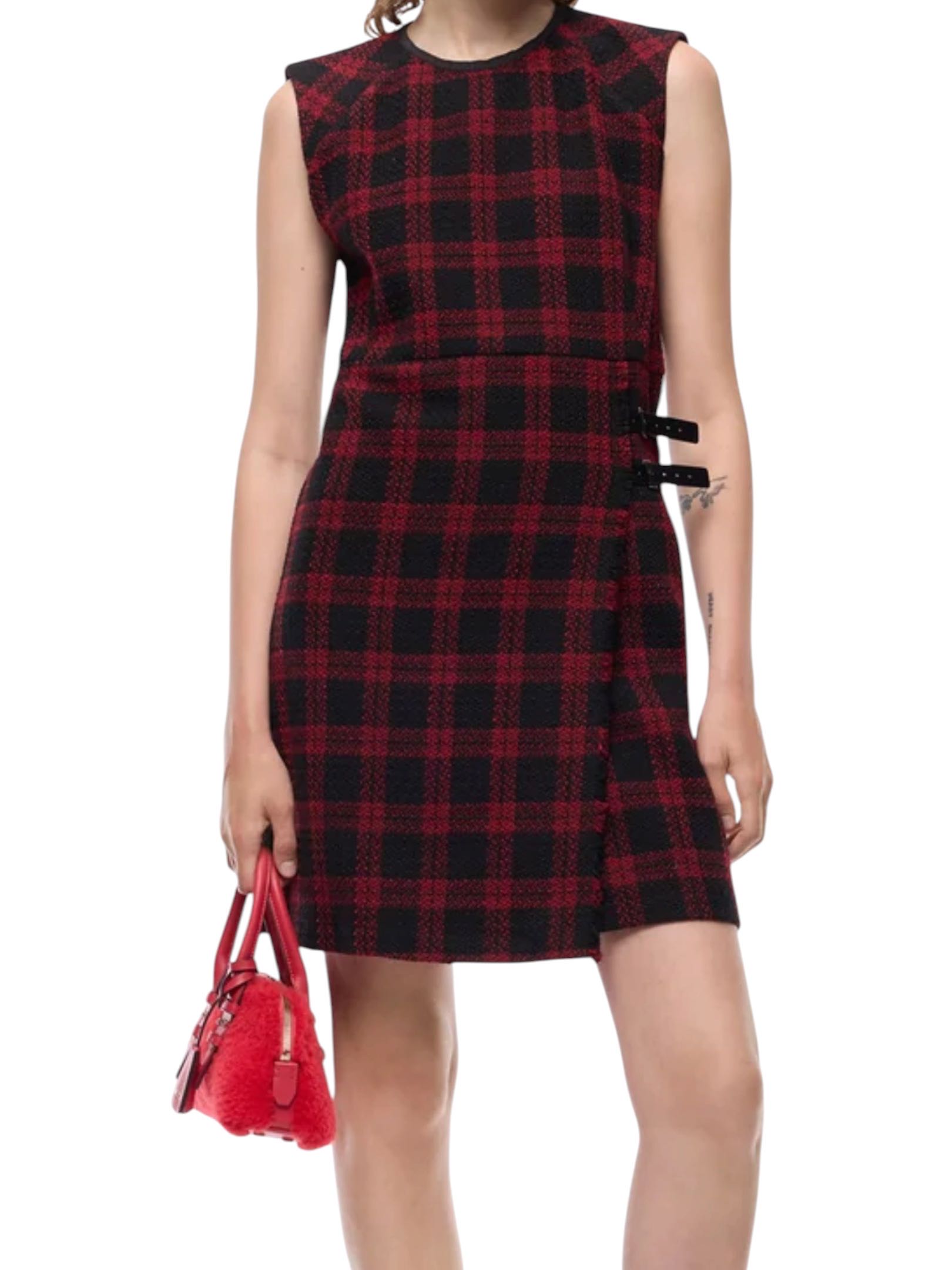 PINKO - ABITO NERO/ROSSO TWEED