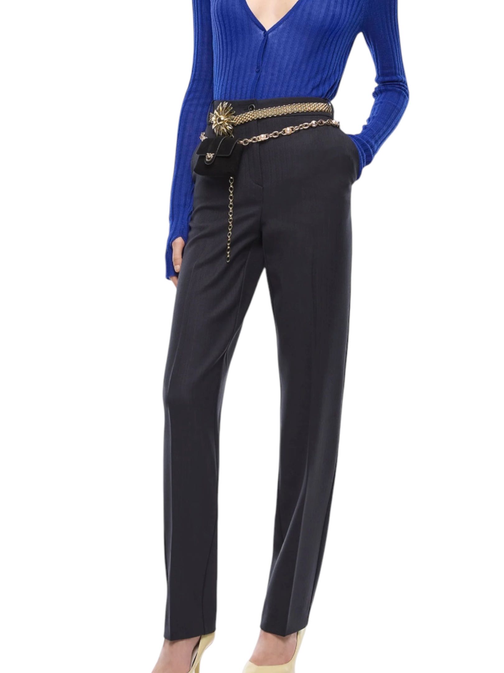 PINKO - PANTALONE BLU LANA