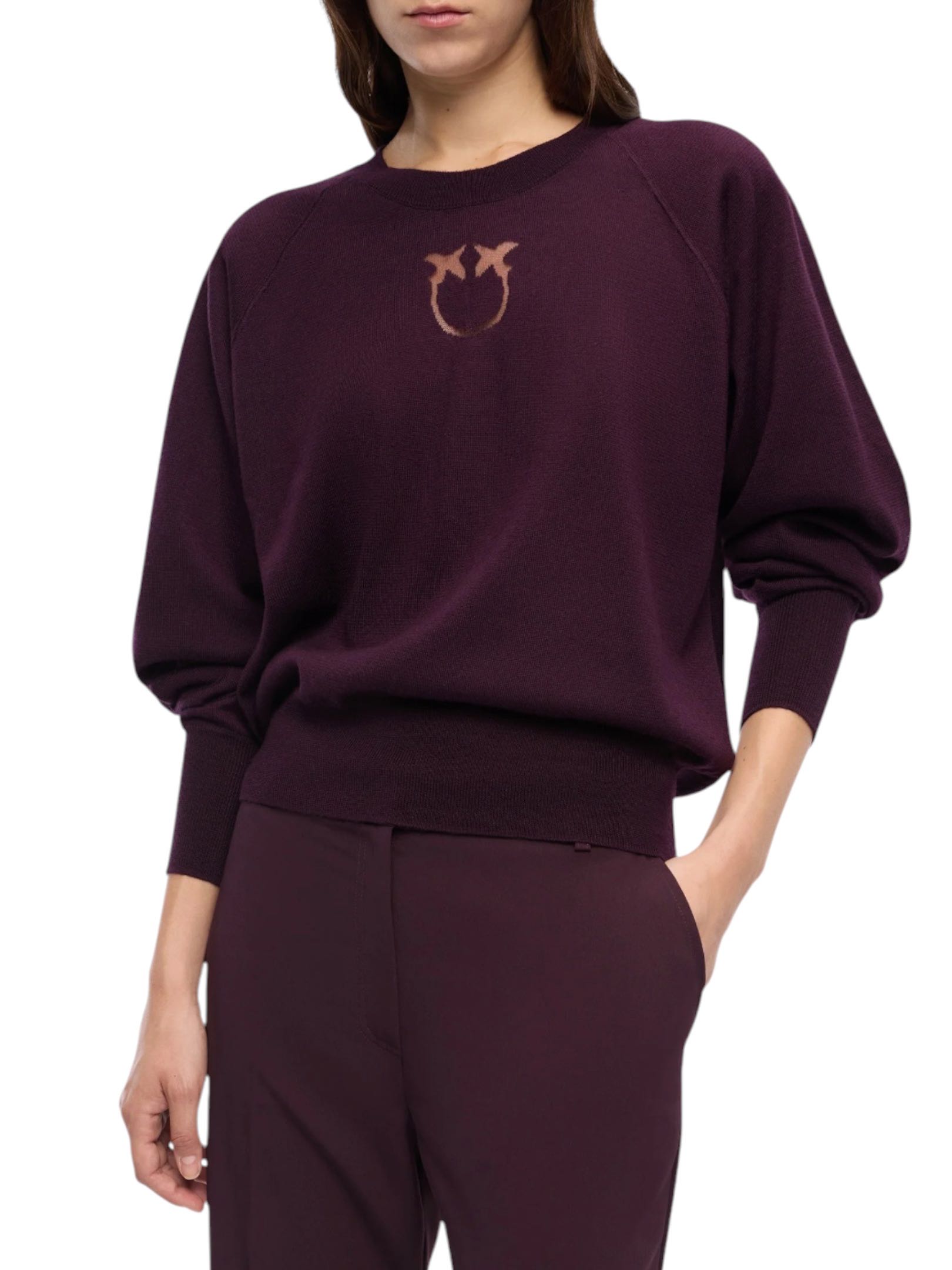 PINKO - MAGLIA BORDEAUX LOGO TRASPARENZA