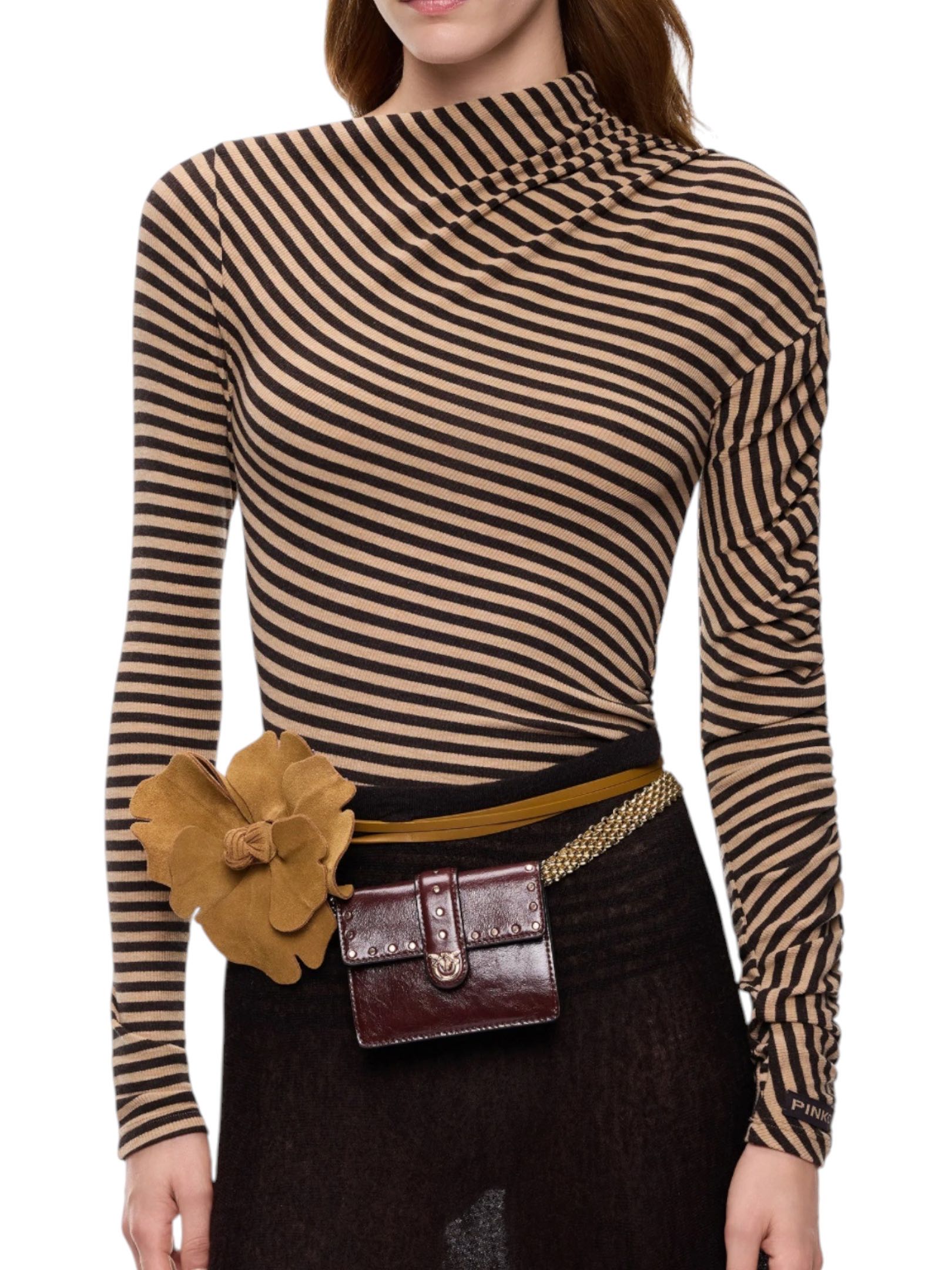 PINKO - LUPETTO MARRONE/NERO RIGHE