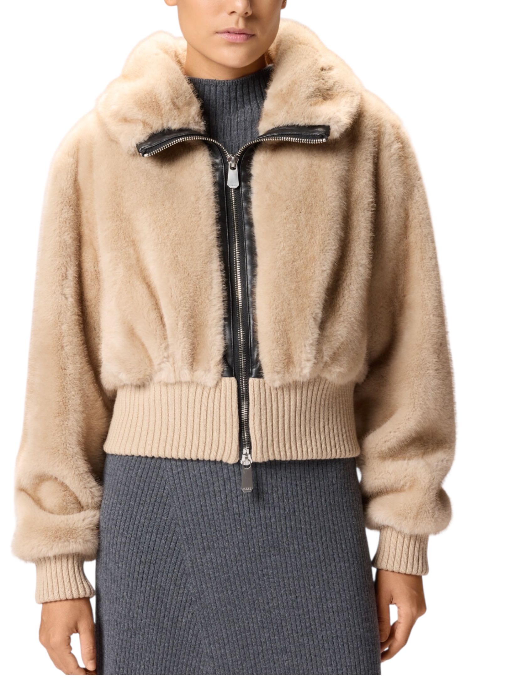 PINKO - BOMBER BEIGE CHIARO DI LUNA PELO