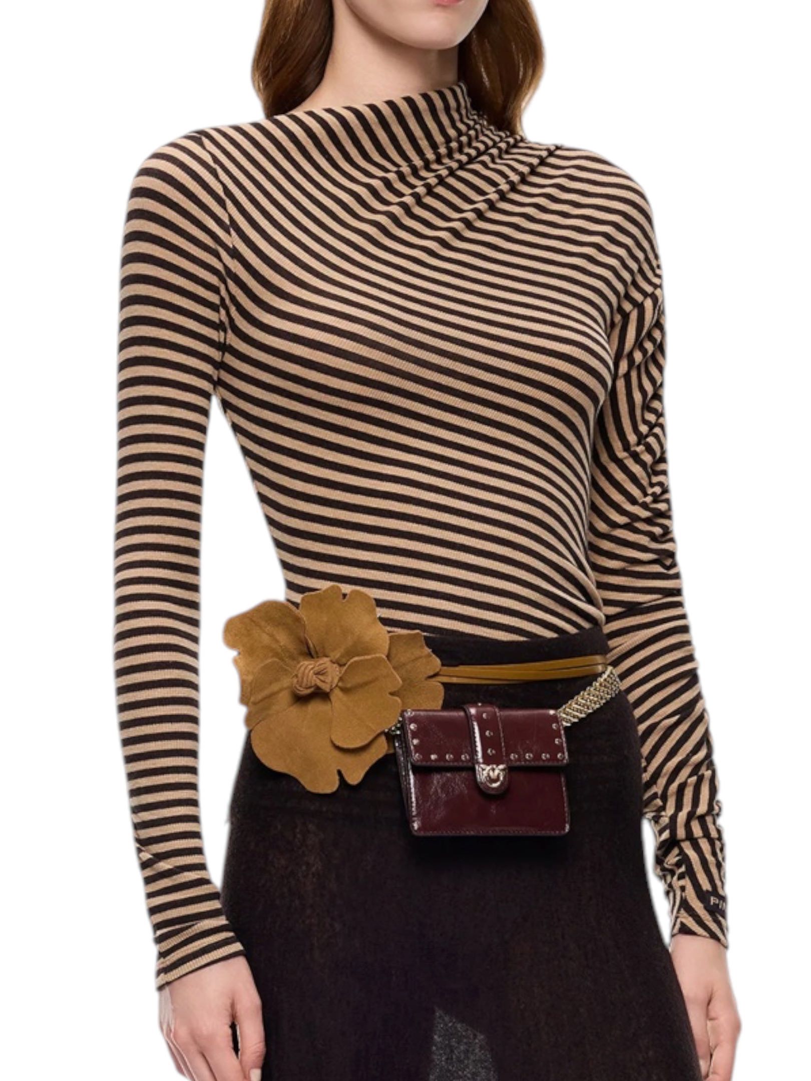 PINKO - LUPETTO MARRONE/NERO RIGHE - immagine 2