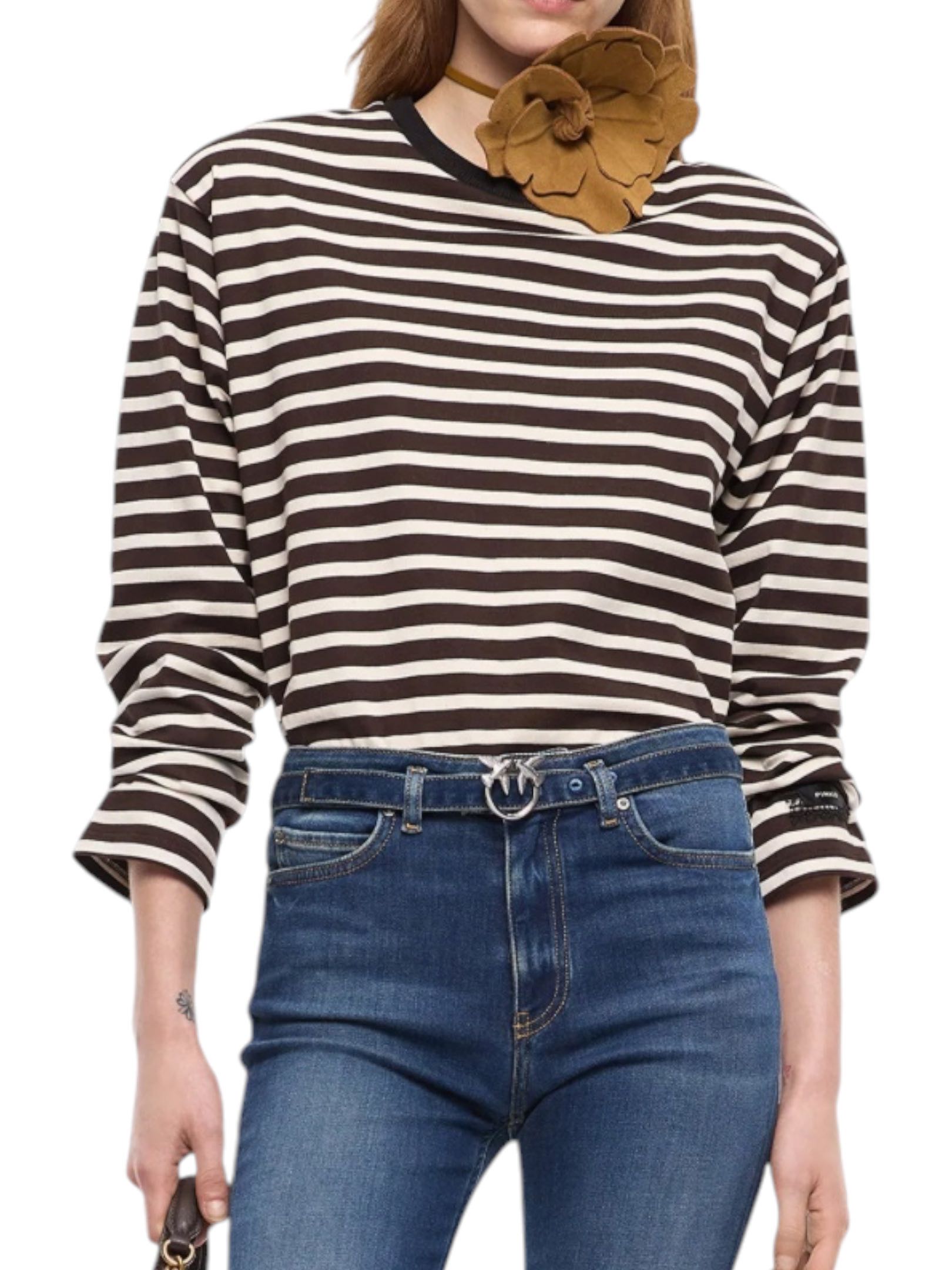 PINKO - MAGLIA A RIGHE NERA/BIANCA