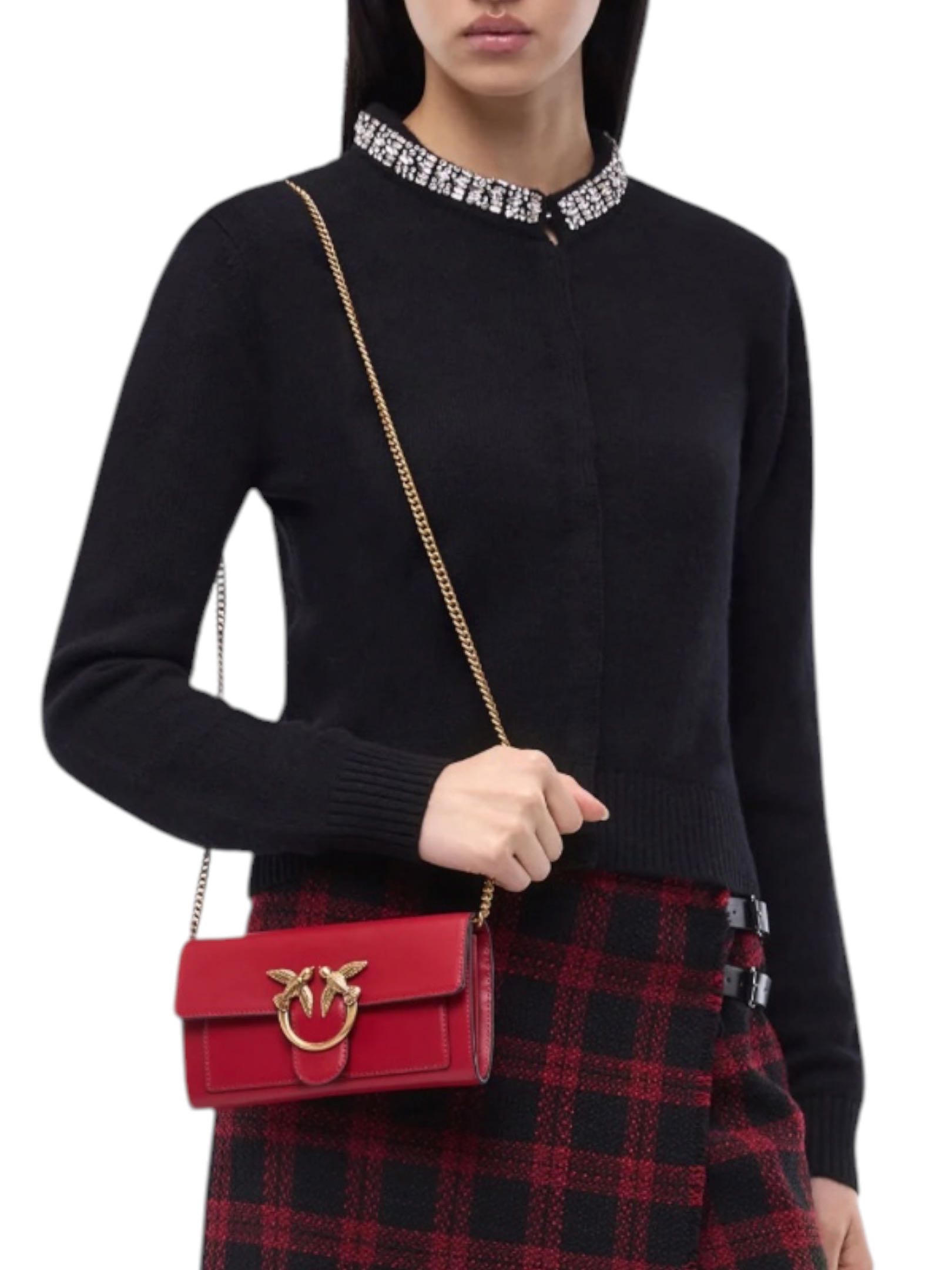 PINKO - CARDIGAN NERO STRASS