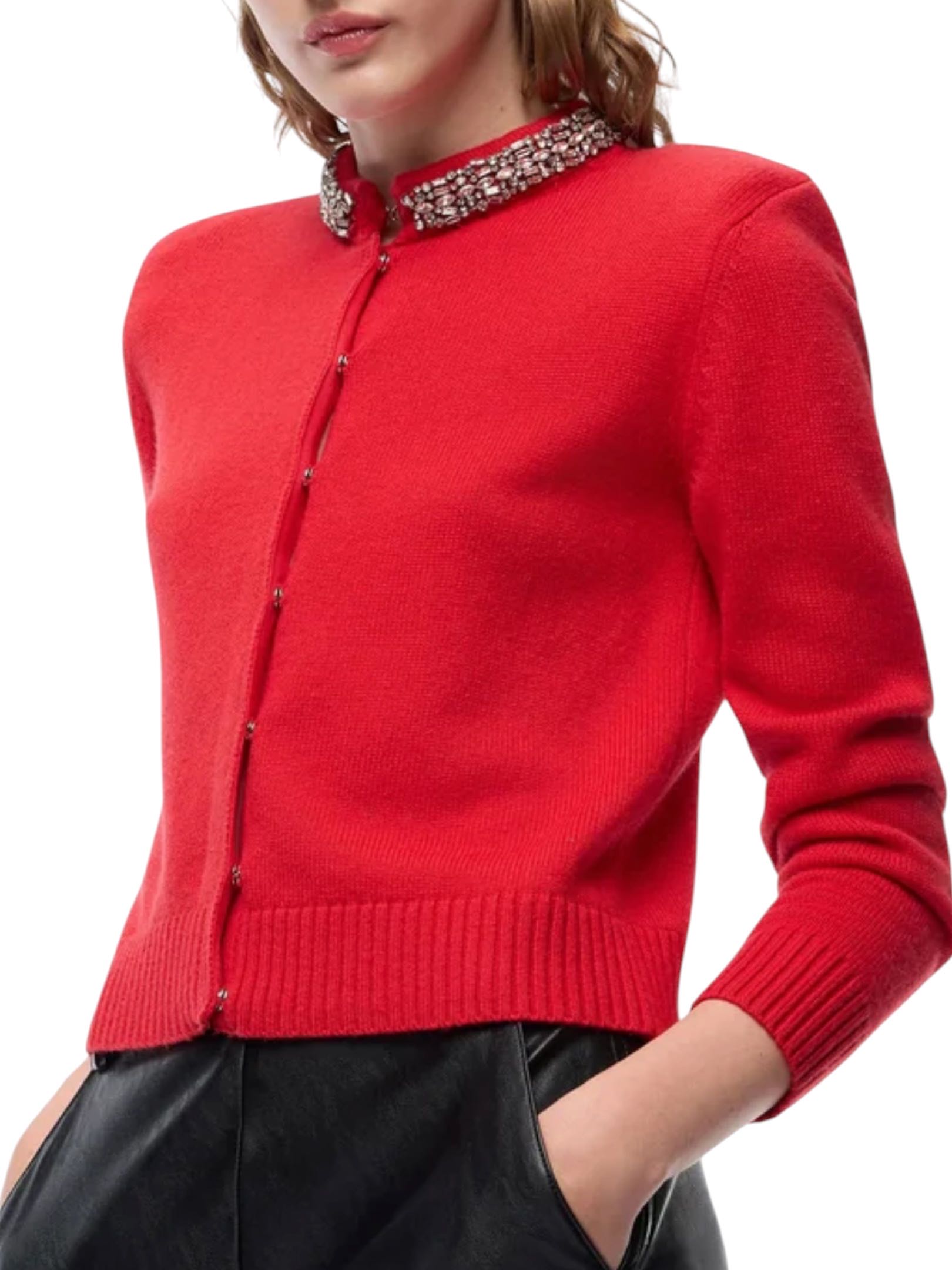 PINKO - CARDIGAN ROSSO STRASS