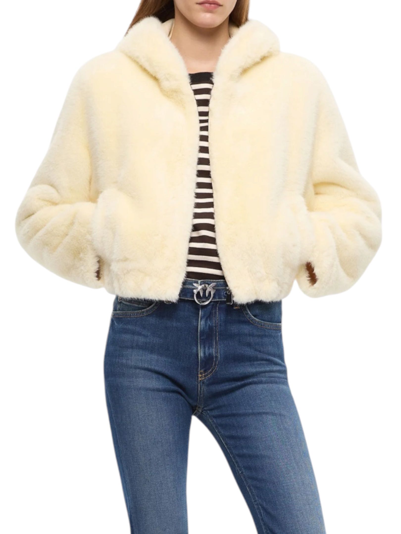 PINKO - PELLICCIA PANNA CAPPUCCIO