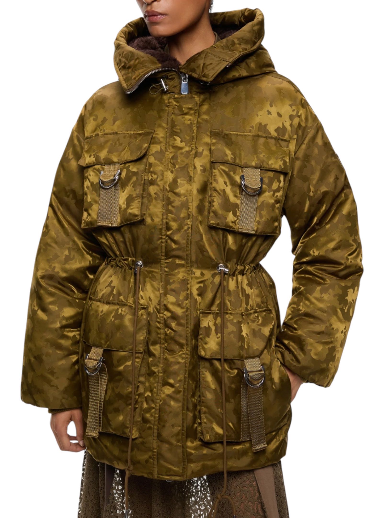 PINKO - PIUMINO VERDE CAPPUCCIO