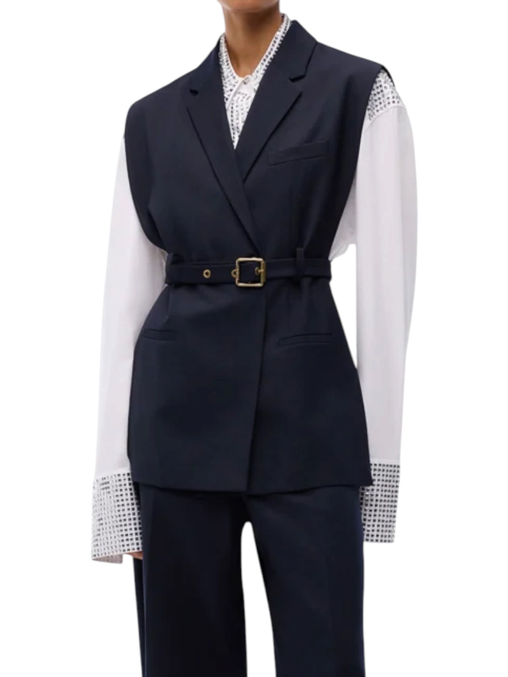 PINKO - GILET BLU LUNGO CINTURA