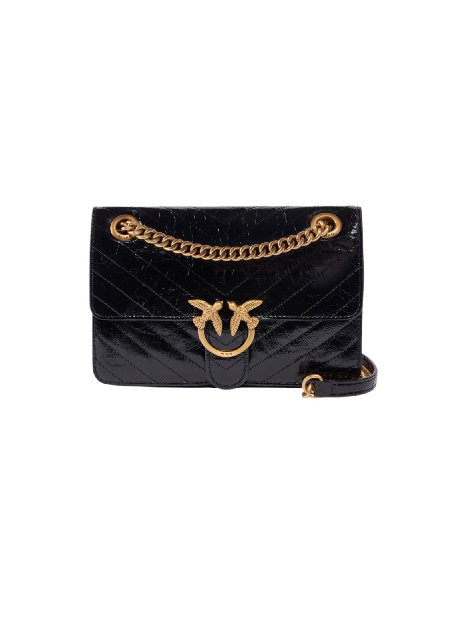 PINKO - BORSA NERA LOVE MINI LUCIDA