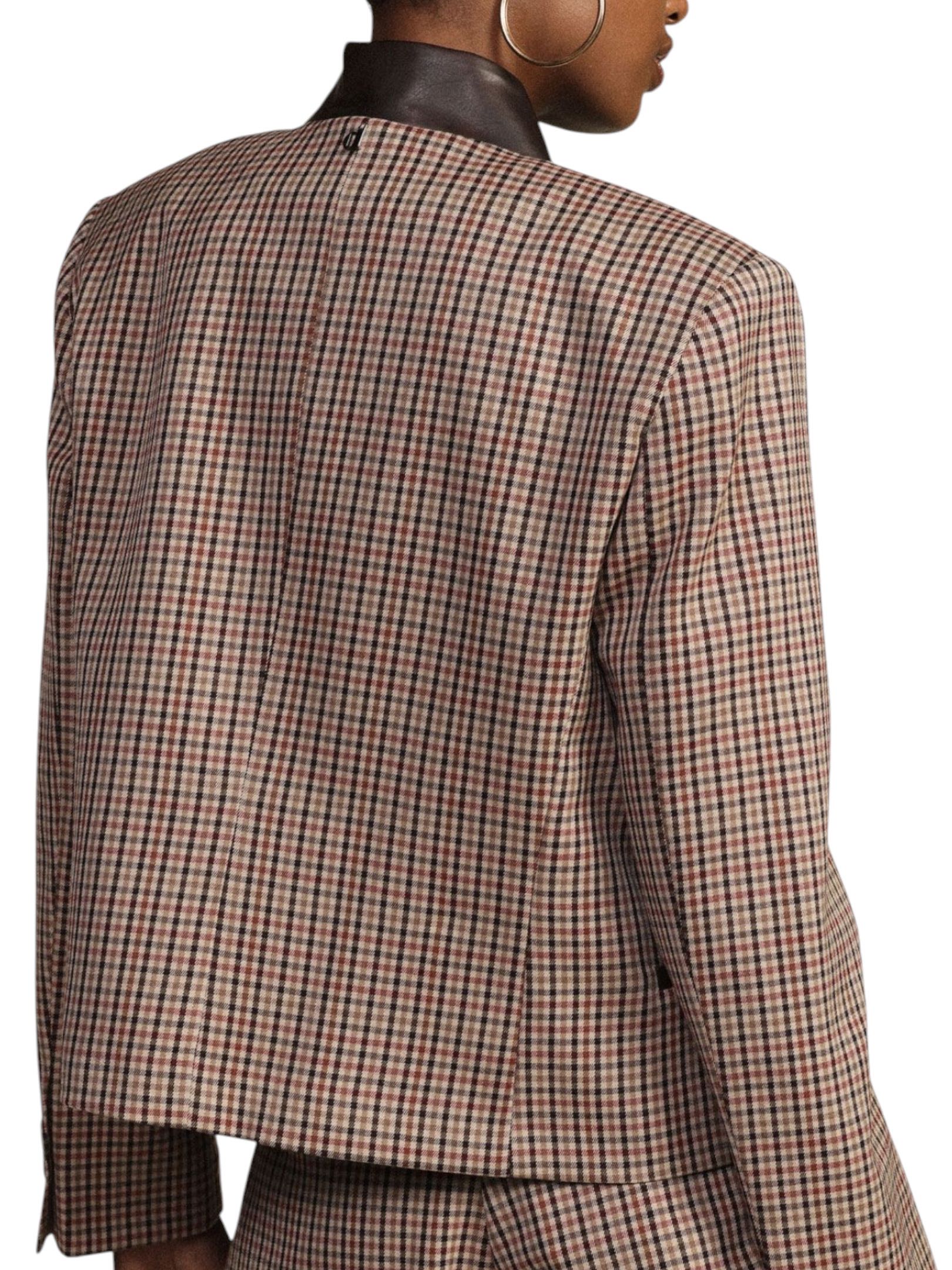 DIXIE - GIACCA CORTA QUADRI MARRONE/ROSSO - immagine 2