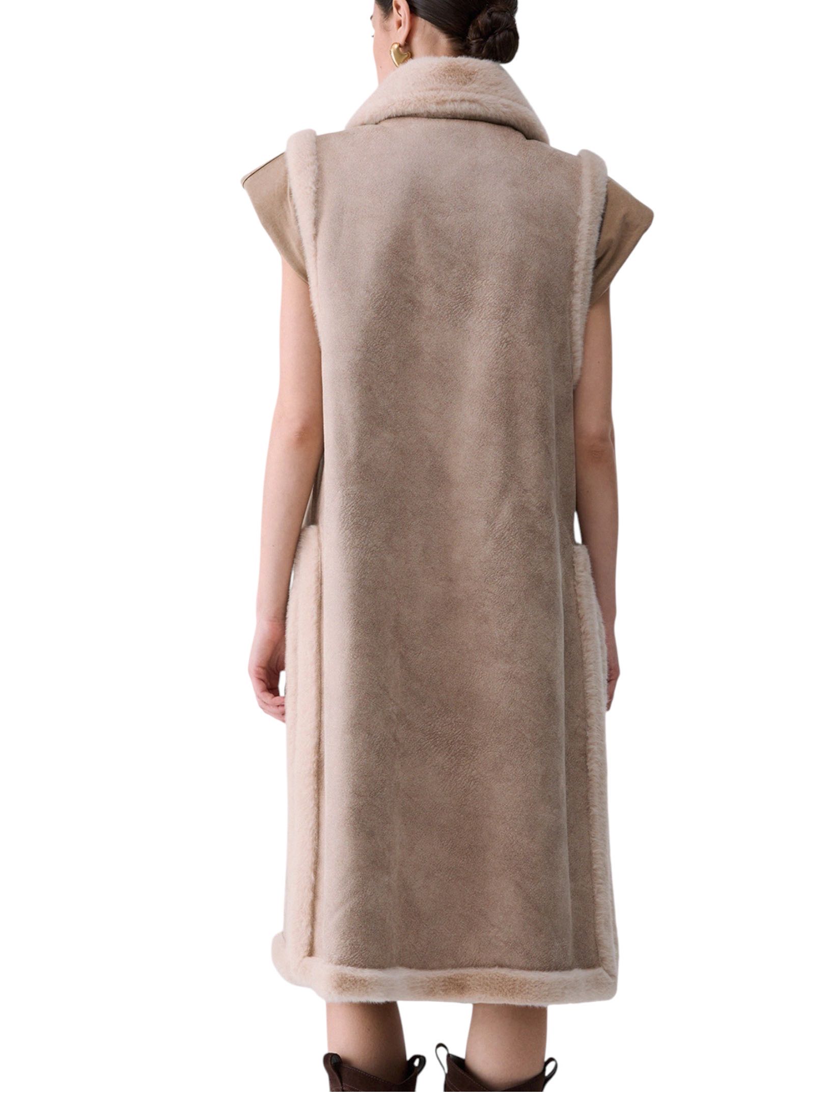 LIU JO - GILET BEIGE LUNGO IN PELO - immagine 2