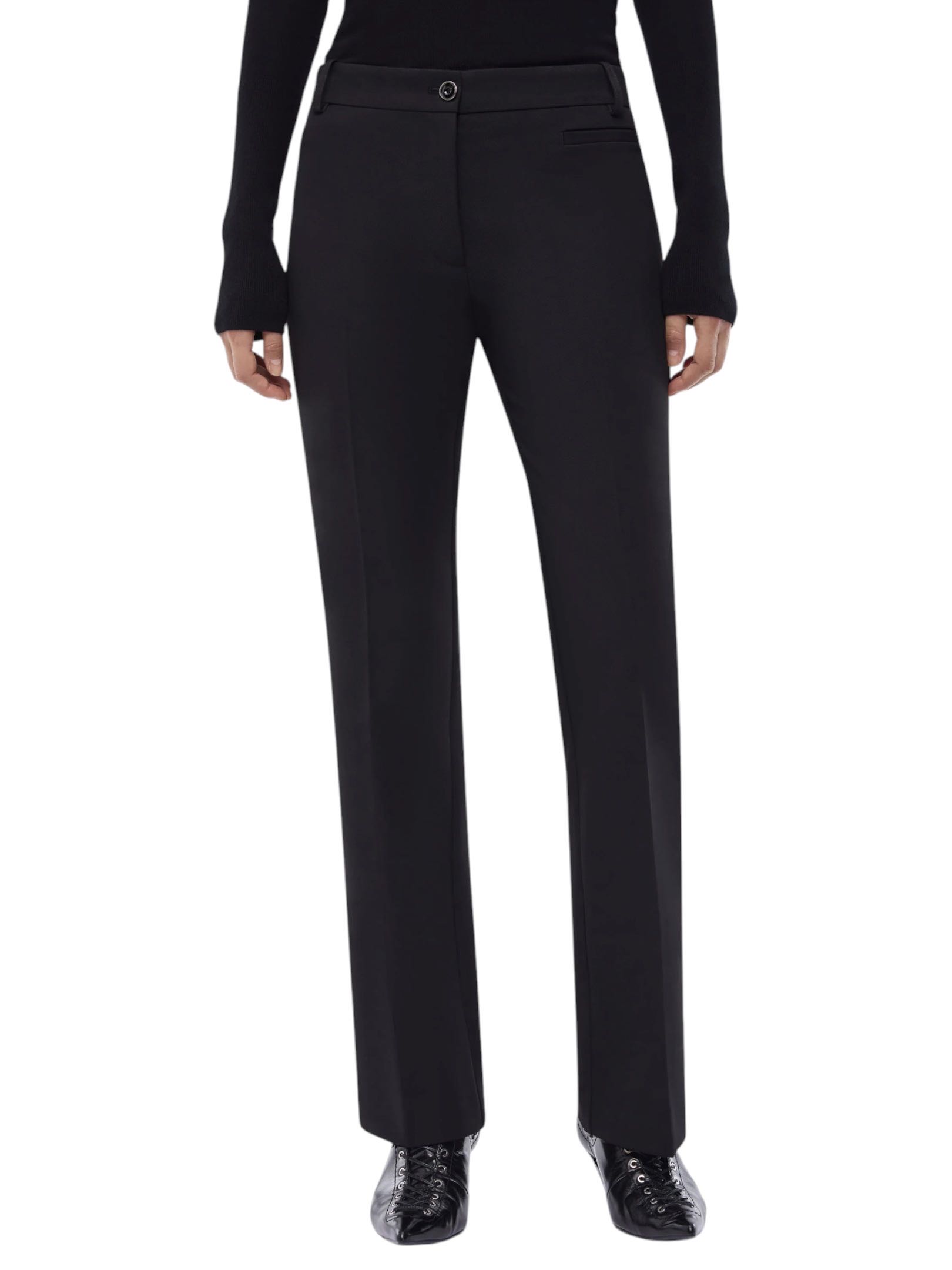 PINKO - PANTALONE NERO ZAMPA CREPE