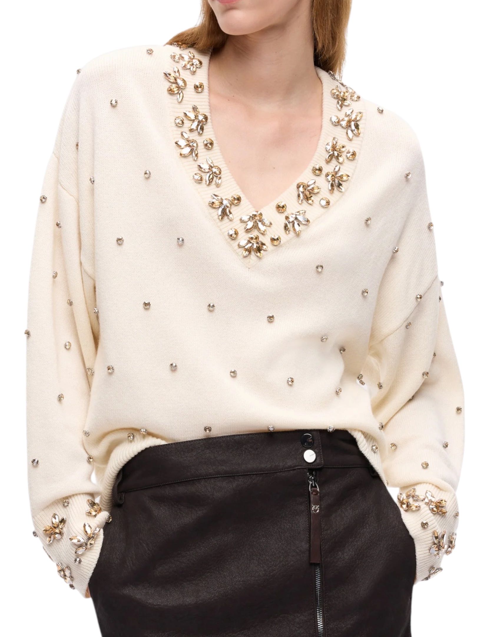 PINKO - MAGLIA PANNA COLLO STRASS - immagine 2